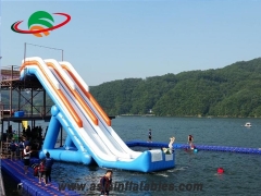 LED Light Commercial Floating Giant Inflatable Aqua Water Park Flying Slide For Sale